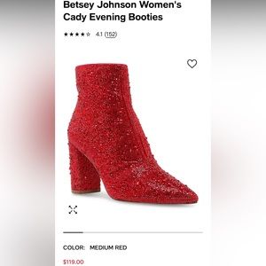 Betsey Johnson Women's
Cady Evening Booties, Size 9.5, Color: MEDIUM RED